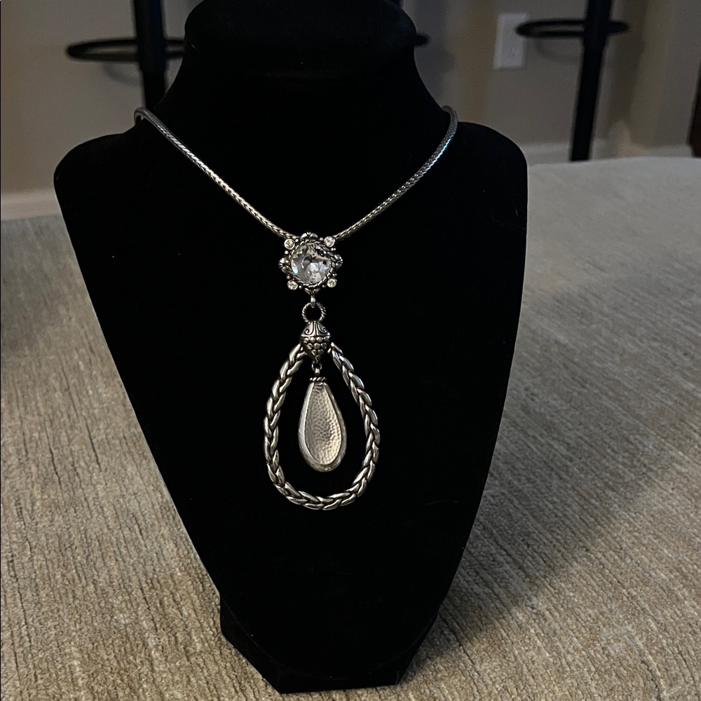 Long Brighton Elegant Silver Pendant Necklace
